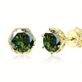 Moss Agate Round Stud Earrings