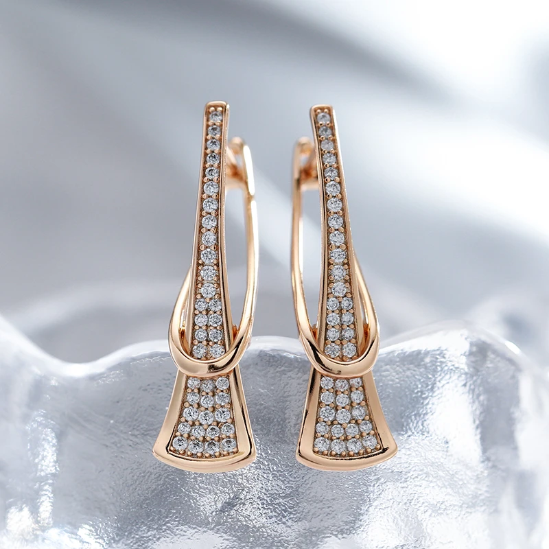 Luxurious Gold Earrings Adorned with Zirconia