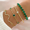Vintage Green Zirconia Bangle Set
