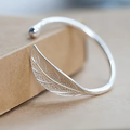 Silver leaf-shaped ring