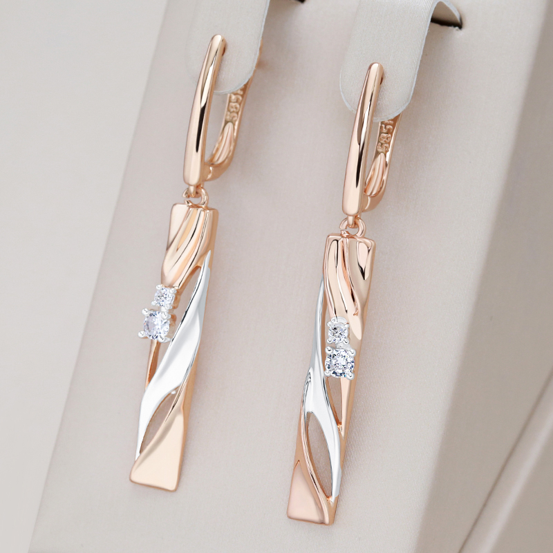 Elegant Rectangular Earrings with Gold Crystals