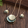 Vintage Blue Layered Gemstone Set (Necklace + Earrings)