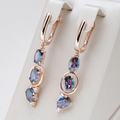 Gold earrings with multicolored crystals