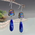 Blue Vintage Silver Ear Studs