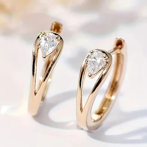 Golden Zirconia Drop Earrings