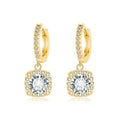 Square Halo Moissanite Dangle Earrings