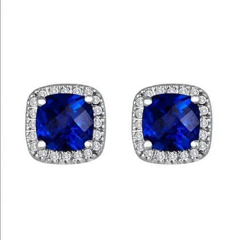 Sapphire Square Stud Earrings