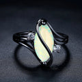 Vintage Black Silver Opal & Crystal Embellished Ring