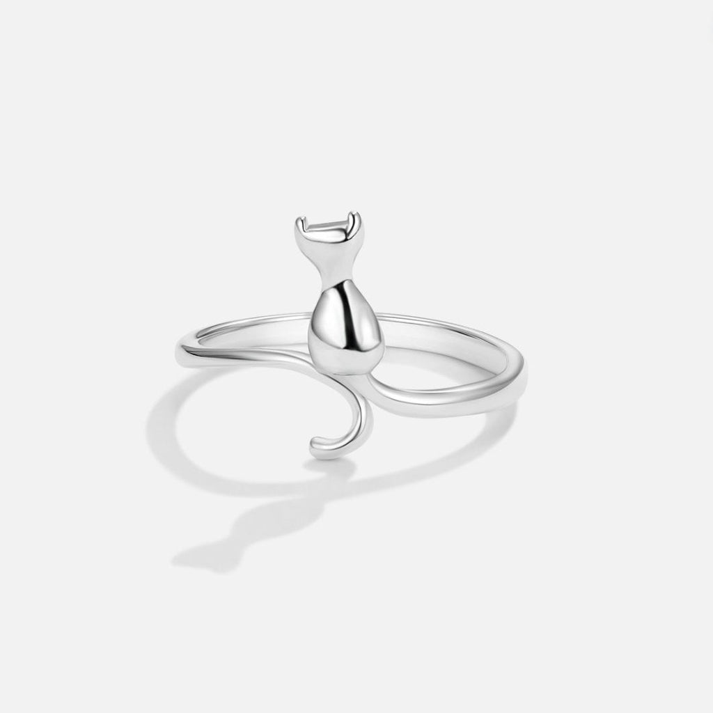 Silver Feline Design Ring