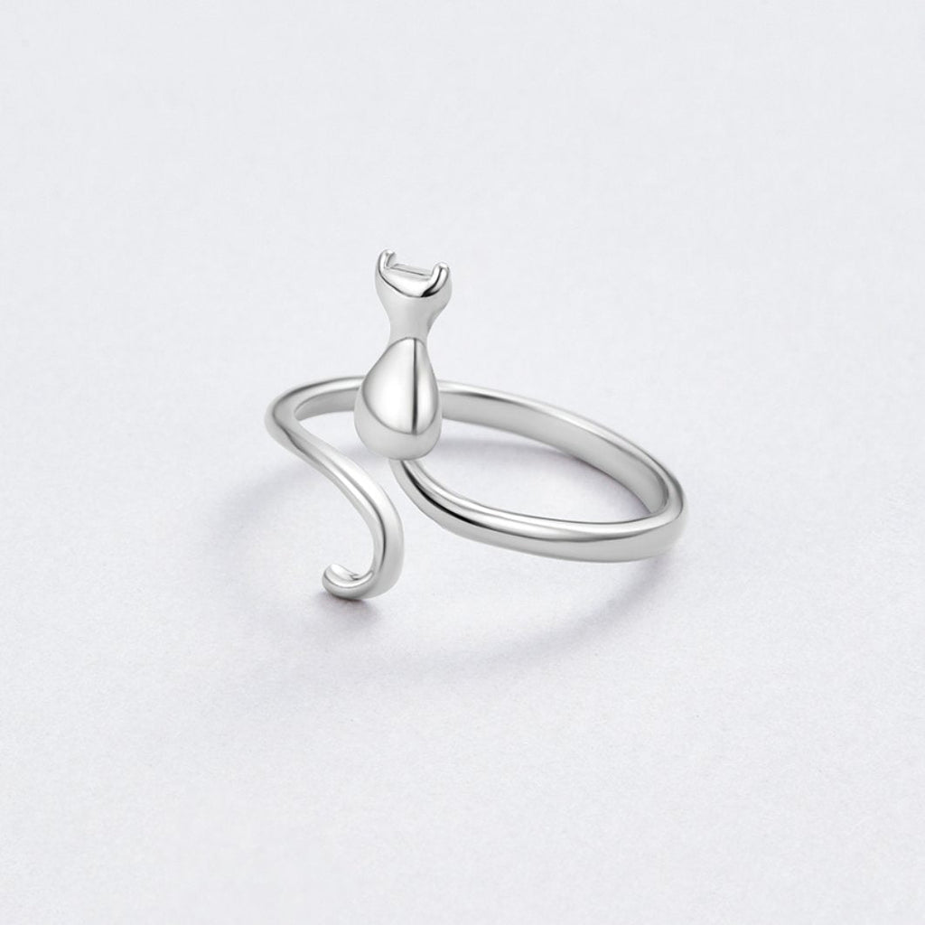 Silver Feline Design Ring