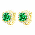 Gold Emerald Halo Circle Earrings