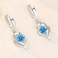 Silver and Zirconia Inlaid Flower Earrings