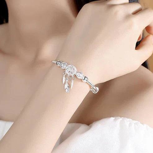 Adjustable Silver Dreamcatcher Bracelet
