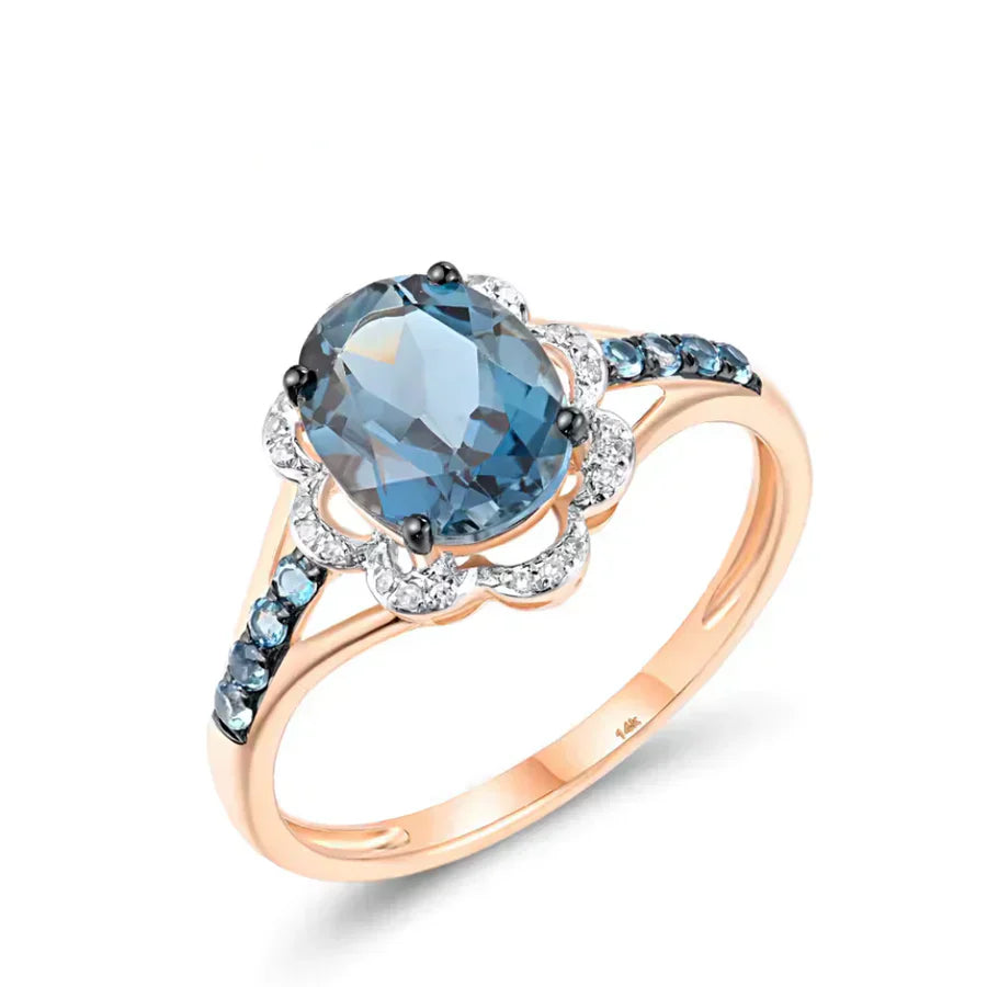 Blue Topaz Shimmering Gemstone Ring