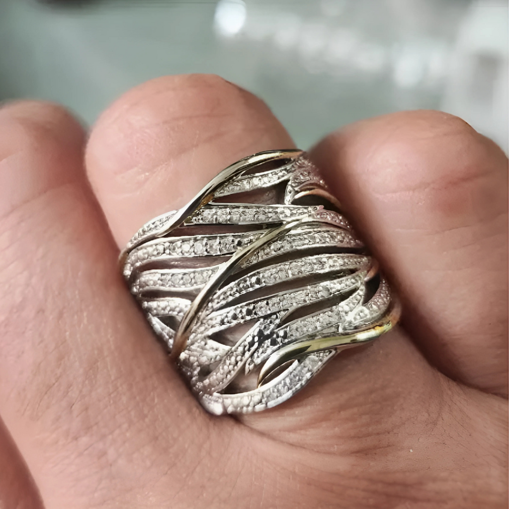 Silver and Gold Interwoven Band Ring