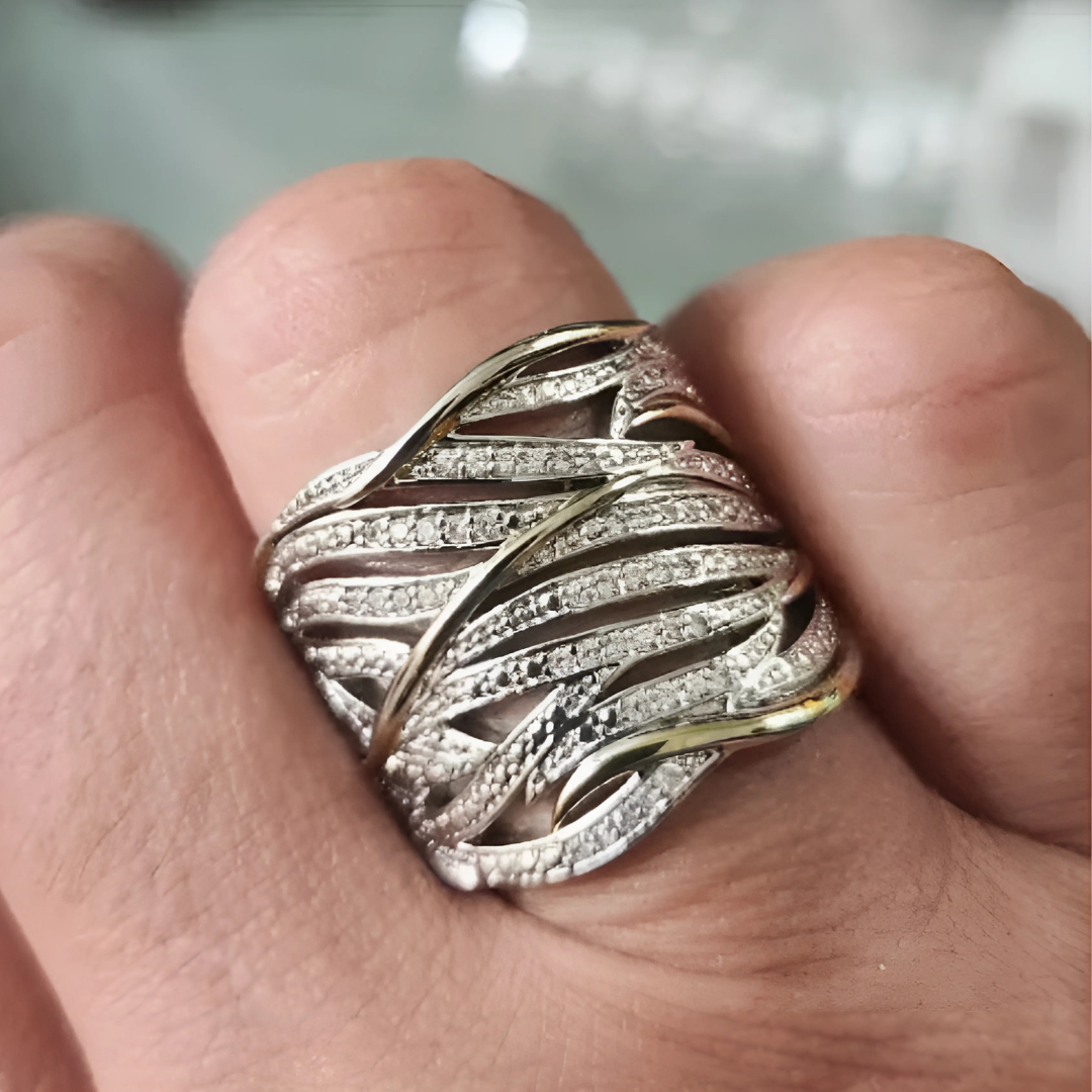 Silver and Gold Interwoven Band Ring
