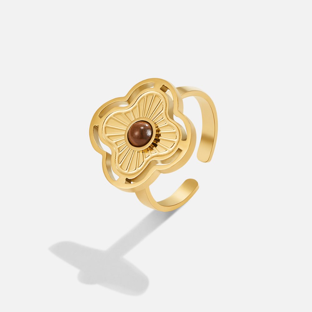 Golden Floral Adjustable Ring