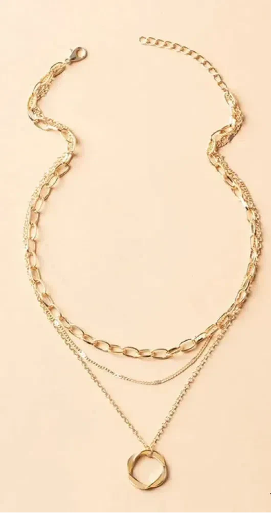 Vintage gold layered chain with pendant necklace