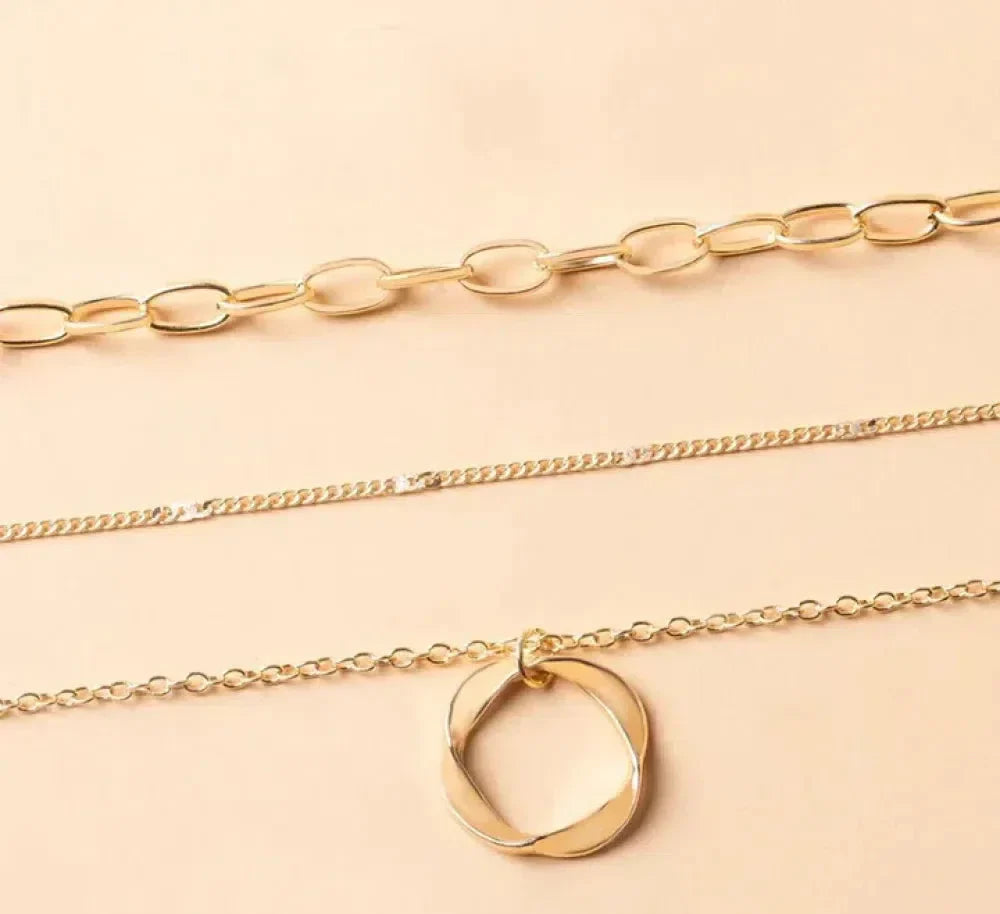 Vintage gold layered chain with pendant necklace
